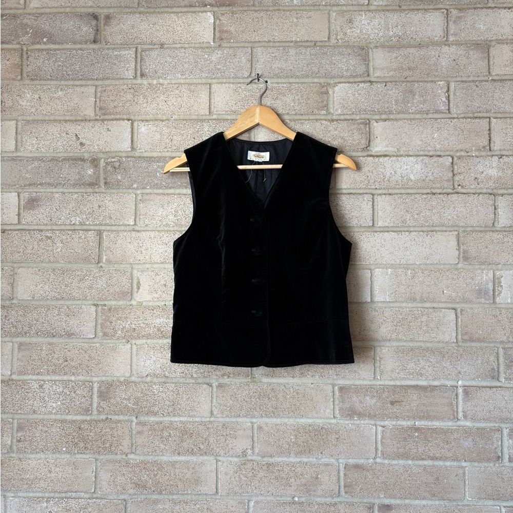 talbots petite noir velvet vest top